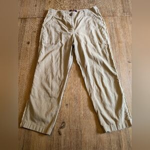 LENA HOSCHEK Belafonte Capris Camel Frayed Pants In Sand, Size XS